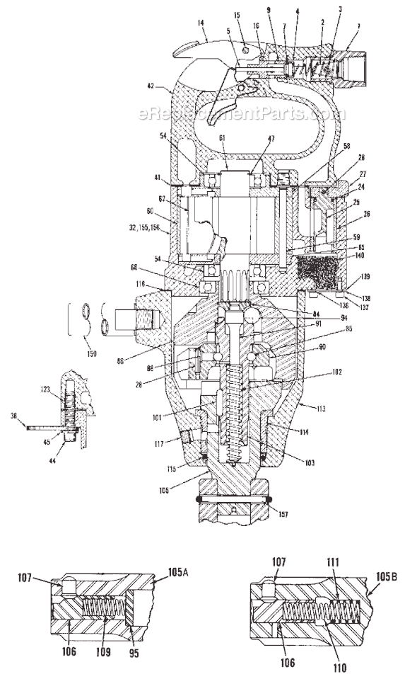 Page A Diagram and Parts List for CP0610PALEL T018042 Chicago Pneumatic Wrench
